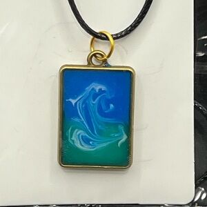 Blue and Green Wave Pendant Necklace